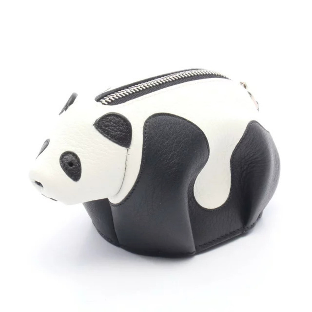 Loewe Lambskin White Bag Sheepskin Coin Clutch Panda Black White Black